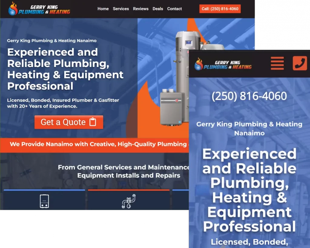 nanaimo website design portfolio example Gerry King Plumbing