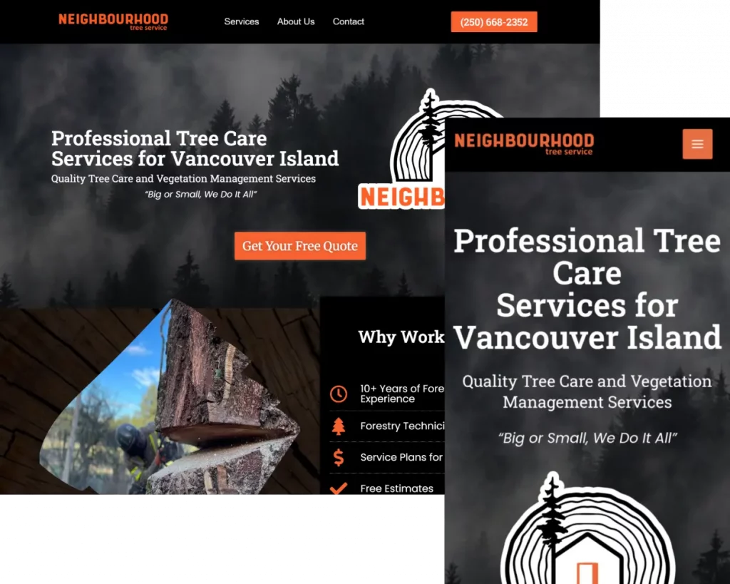 nanaimo website design portfolio example Neighbourhood Tree Service
