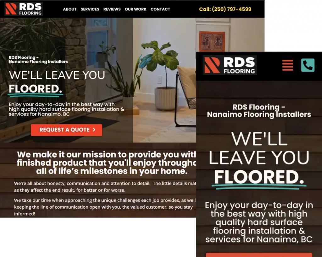 nanaimo website design portfolio image RDS Flooring